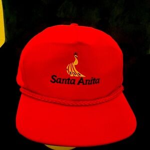 Vintage Santa Anita red rope golf hat